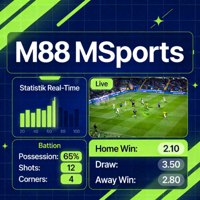 Interface live betting M88 MSports dengan statistik real-time selama pertandingan berlangsung